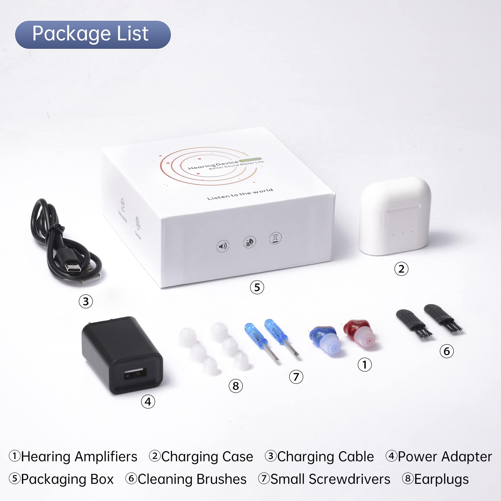 Rechargeable Hearing Aids Blue & Red